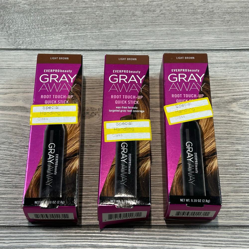 3 PACK Everpro Beauty Gray Away Root Touch-Up Stick - Light Brown